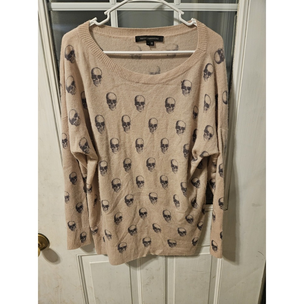 Skull Cashmere Women Medium Dusty Pink Skull Print Light Sweater Cashmere Knit